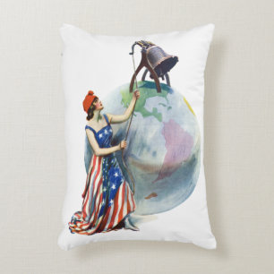 Vintage Patriotic Lady Liberty Magazine Cover Art Decorative Cushion