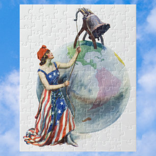 Vintage Patriotic Lady Liberty Magazine Cover Art Jigsaw Puzzle