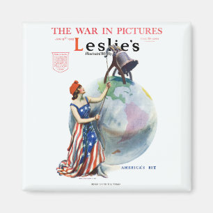 Vintage Patriotic Lady Liberty Magazine Cover Art Magnet