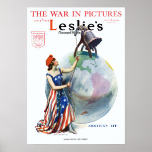 Vintage Patriotic Lady Liberty Magazine Cover Art Poster