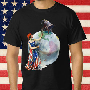 Vintage Patriotic Lady Liberty Magazine Cover Art T-Shirt
