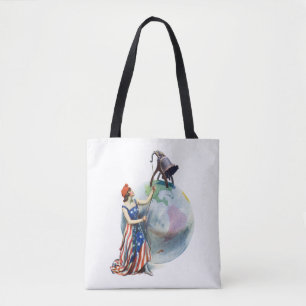 Vintage Patriotic Lady Liberty Magazine Cover Art Tote Bag