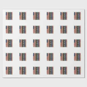 Vintage Patriotic Leopard Camo Stripe Shirt Design Wrapping Paper