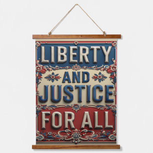 Vintage Patriotic Liberty and Justice For All Hanging Tapestry