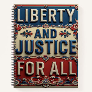 Vintage Patriotic Liberty and Justice For All Notebook