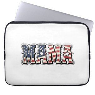 Vintage Patriotic Mama Lettering Shirt Design_1 Laptop Sleeve