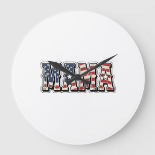 Vintage Patriotic Mama Lettering Shirt Design_1 Large Clock