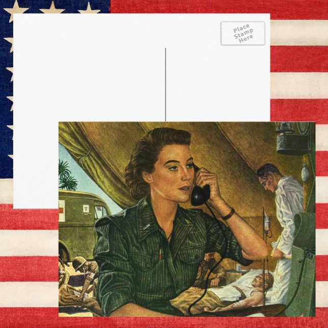 Vintage Patriotic, Medical Nurse on Phone Postcard (Creator Uploaded)