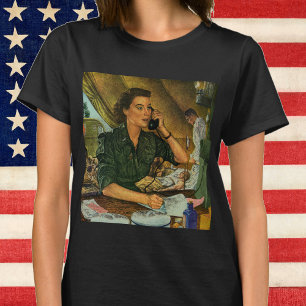 Vintage Patriotic, Medical Nurse on Phone T-Shirt