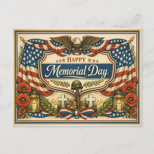 Vintage Patriotic Memorial Day Holiday Postcard (Front)