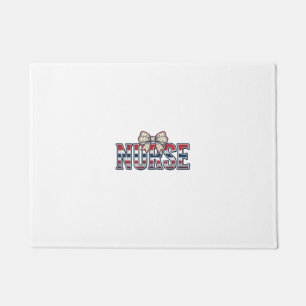 Vintage Patriotic Nurse Bow Shirt Design_1 Doormat