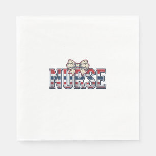 Vintage Patriotic Nurse Bow Shirt Design_1 Napkin