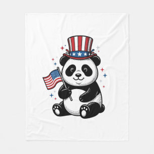 Vintage Patriotic Panda Flag Shirt Design_1 Fleece Blanket