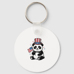 Vintage Patriotic Panda Flag Shirt Design_1 Key Ring