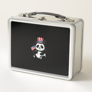 Vintage Patriotic Panda Flag Shirt Design_1 Metal Lunch Box
