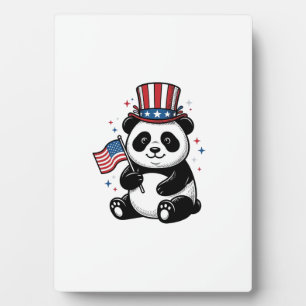Vintage Patriotic Panda Flag Shirt Design_1 Plaque