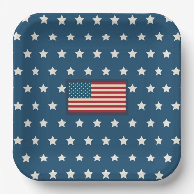Vintage Patriotic Paper Plates  (Front)