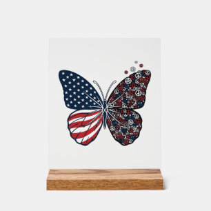 Vintage Patriotic Peace Butterfly Vector Art_1 Acrylic Sign