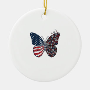 Vintage Patriotic Peace Butterfly Vector Art_1 Ceramic Ornament