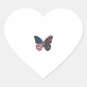 Vintage Patriotic Peace Butterfly Vector Art_1 Heart Sticker
