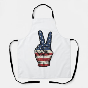 Vintage Patriotic Peace Hand Vector Shirt Design_1 Apron
