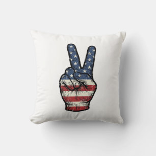 Vintage Patriotic Peace Hand Vector Shirt Design_1 Cushion