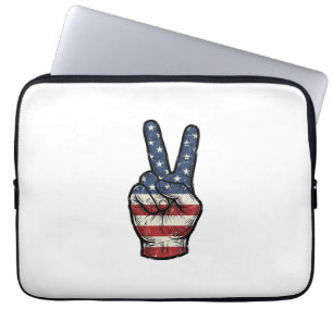 Vintage Patriotic Peace Hand Vector Shirt Design_1 Laptop Sleeve