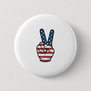 Vintage Patriotic Peace Sign Hand Vector Design_1 6 Cm Round Badge