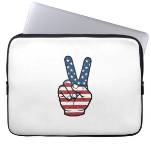 Vintage Patriotic Peace Sign Hand Vector Design_1 Laptop Sleeve