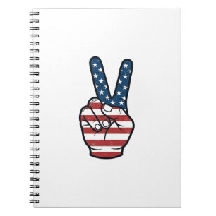 Vintage Patriotic Peace Sign Hand Vector Design_1 Notebook