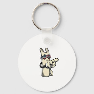 Vintage Patriotic Pointing Hand Cartoon Shirt_1 Key Ring
