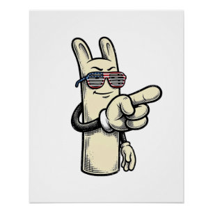 Vintage Patriotic Pointing Hand Cartoon Shirt_1 Poster