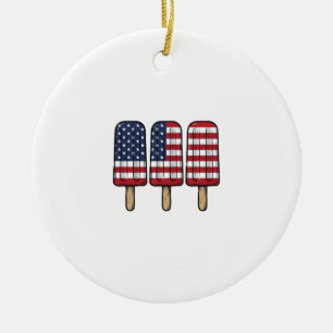 Vintage Patriotic Popsicle Flag Shirt Design_1 Ceramic Ornament