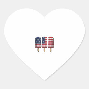 Vintage Patriotic Popsicle Flag Shirt Design_1 Heart Sticker