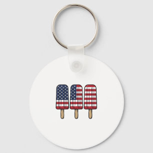 Vintage Patriotic Popsicle Flag Shirt Design_1 Key Ring