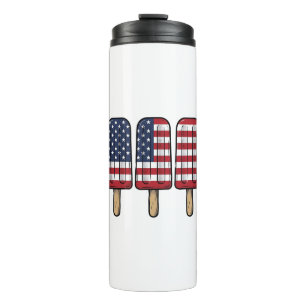 Vintage Patriotic Popsicle Flag Shirt Design_1 Thermal Tumbler