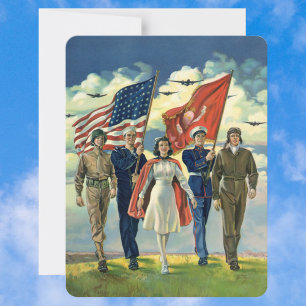 Vintage Patriotic, Proud Military Heros Invitation