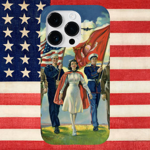 Vintage Patriotic, Proud Military Personnel Heros Case-Mate iPhone 14 Pro Case