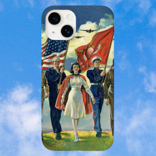 Vintage Patriotic, Proud Military Personnel Heros Case-Mate iPhone 14 Case