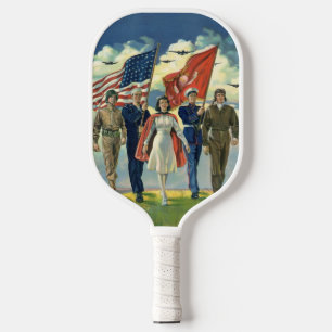 Vintage Patriotic, Proud Military Personnel Heros Pickleball Paddle
