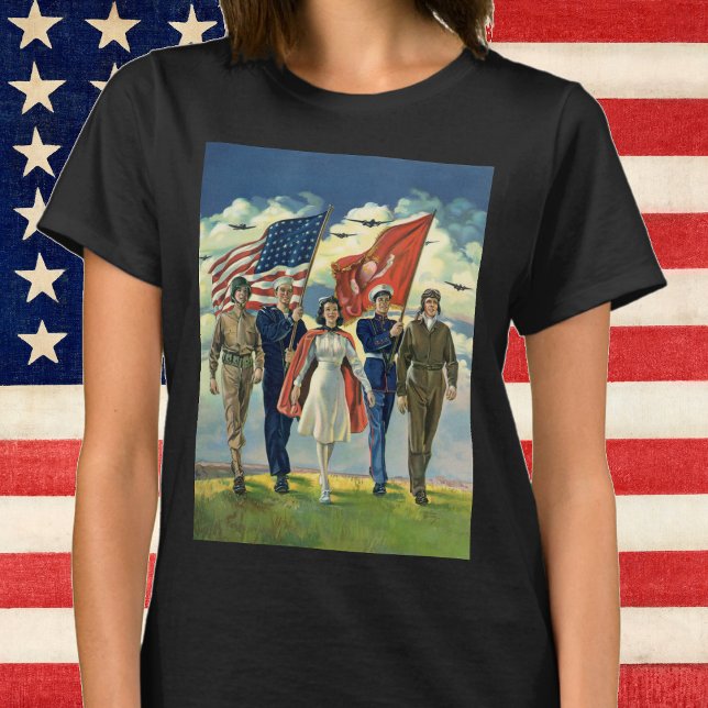 Vintage Patriotic, Proud Military Personnel Heros T-Shirt (Creator Uploaded)