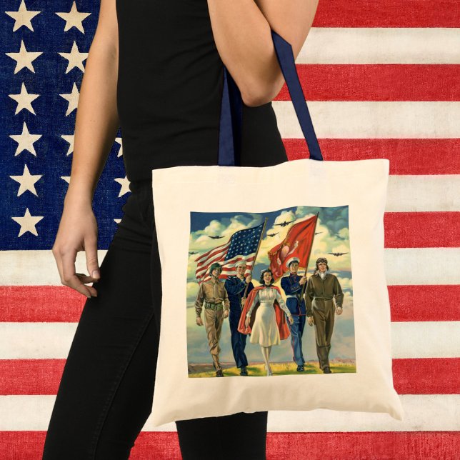 Vintage Patriotic, Proud Military Personnel Heros Tote Bag (Creator Uploaded)