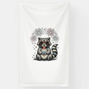 Vintage Patriotic Racoon Fireworks Shirt Design_1 Banner