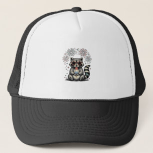 Vintage Patriotic Racoon Fireworks Shirt Design_1 Trucker Hat