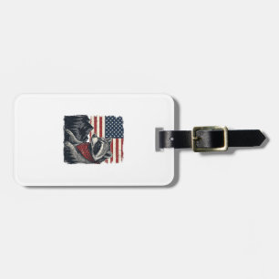 Vintage Patriotic Racoon Mountain Flag Shirt Desi Luggage Tag