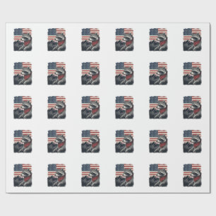 Vintage Patriotic Racoon Mountain Flag Shirt Desi Wrapping Paper