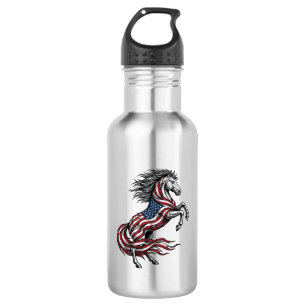 Vintage Patriotic Rearing Horse Vector Shirt Desig 532 Ml Water Bottle
