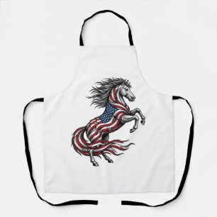 Vintage Patriotic Rearing Horse Vector Shirt Desig Apron