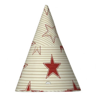 Vintage Patriotic Red & White Stars Seamless Patte Party Hat