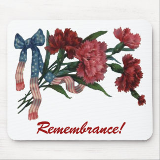 Vintage Patriotic Ribbon and Flowers Mouse Pad